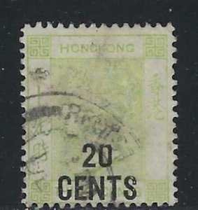 Hong Kong 52 Used 1891 Surcharge (fe5005)