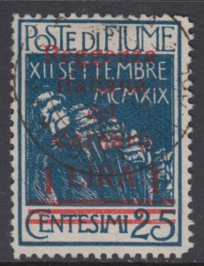 ITALY - Fiume n.148 azzurro - cv 1000$ used