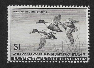 United States Scott RW12 ULH - 1945 $1 Shovellers Ducks - CV $15.00