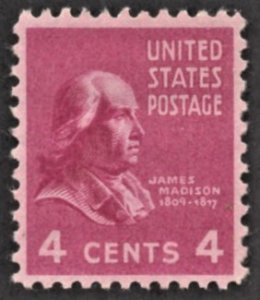 US 808 MNH VF 4 Cent James Madison