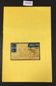 MOMEN: US # 69 & # 73 PAIRS ON COVER USED **PF CERT** SENT TO GERMANY LOT #22232