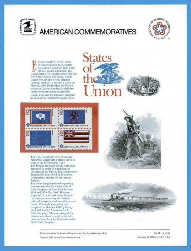 USPS COMMEMORATIVE PANEL #62 STATE FLAGS #1633/82