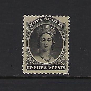 NOVA SCOTIA SCOTT #13 1860-63 VICTORIA 12 1/2 CENT (BLACK)-MINT NEVER HINGED