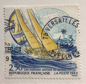 France 1993 Scott 2319 used - 2.50fr,  World Yacht Race, La Poste and Globe