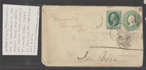 U.S. Scott #207 Cover - Springfield MA Special Forwarding San Francisco Cancel