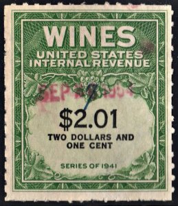 RE199 $2.01 Wine Revenue Stamp (1951) Used