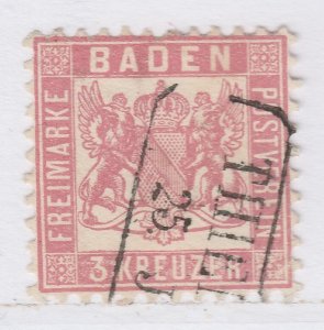 German States Baden 1862-65 3kr Used Stamp A28P37F29484-