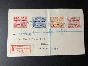 1937 Registered Nauru Cover Central Pacific to Ewell Surrey England HM Jubilee