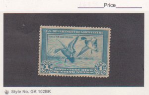 US Scott # RW1 MNG. 1934 $1 Mallards Alighting Duck Stamp Cat $175.00