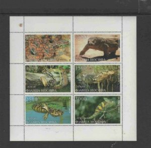 RUSSIAN STATE 2000 SNAKES REPTILES MINT VF NH O.G M/S6 (23RU)