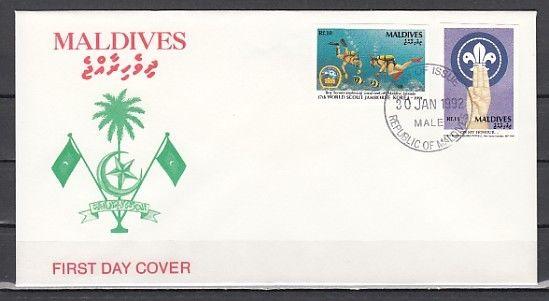 Maldives, Scott cat. 1595-1596. Scout Jamboree, IMPERF. First day cover.