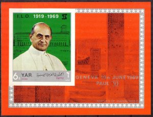 {Y035} Yemen 1969 I.L.O. Pope Paul VI S/S imperf. MNH** Mi.:Bl. 101 22,00E