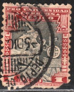 MEXICO 704, $1PESO, UNIVERSITY ISSUE SINGLE. USED. (920)