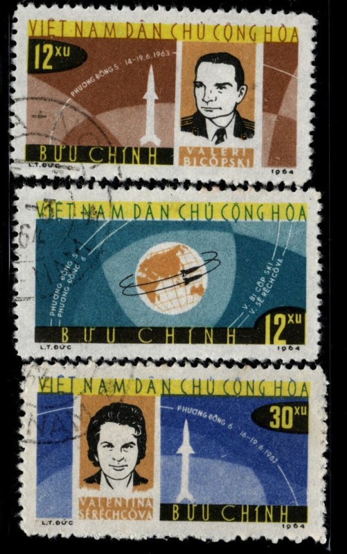 North Viet Nam Scott 291-293 Perforated Used Space stamp set