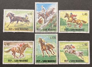 San Marino 1966 #627-32(6), Horses, MNH.