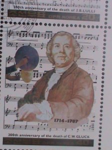 ​KOREA-1987-SC# 2623-FAMOUS COMPOSERS,DEATH ANNIVERSARY-CTO- SHEET-VF-LAST ONE