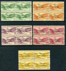 Canal Zone CO8-CO12 Type II Airpost Official Set of 5 Blocks HZ41