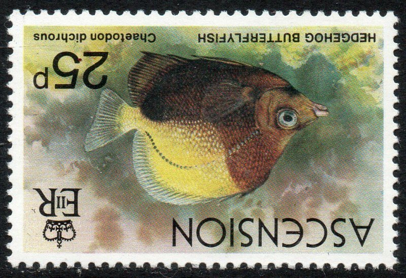 1980 Ascention Sg 272w 25p Bicoloured Butterflyfish Crown to Right of CA UMM 