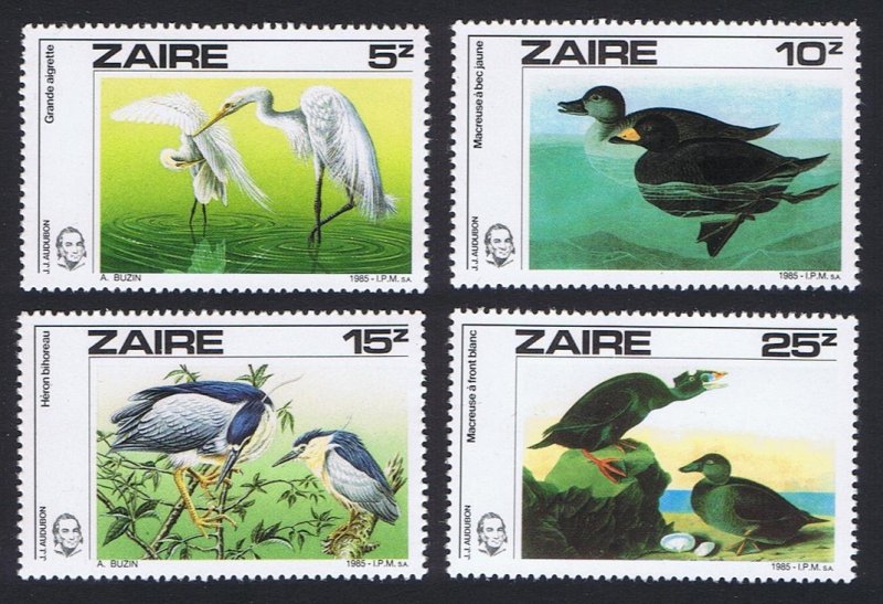 Zaire Heron Scoter Crane Birds Audubon 4v 1985 MNH SG#1238-1241 MI#906-907