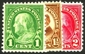 U.S. #632-34 MINT OG HR