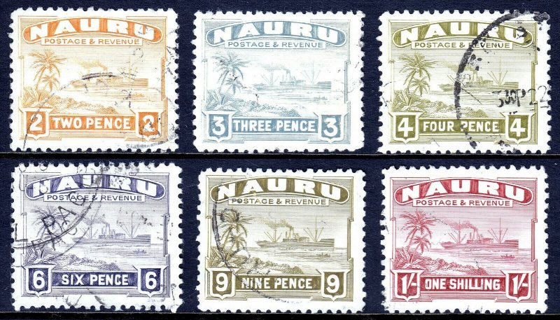 NAURU — SCOTT 20a//27a (SG 29B//36B)— 1937-48 FREIGHTER ISSUE— USED — SCV $70.50