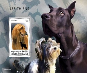 Central Africa - 2018 Dogs on Stamps - Stamp Souvenir Sheet - CA18511b