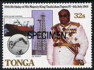Tonga 1988 King's 70th Birthday 32s opt'd SPECIMEN (showi...