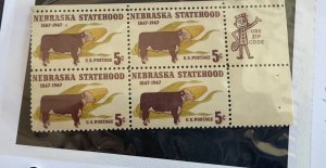 US 1966 Nebraska Statehhod #1328 Mr Zip blk of 4 mint