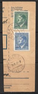 BOHEMIA AND MORAVIA 1943 HITLER HEADS on Parcel Card Hal WASSITZ ZDICE Cxl