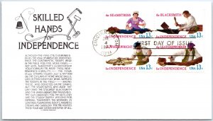 U.S. FIRST DAY COVER SKILLED HANDS FOR INDEPENDENCE SETENANT BLOCK (4) 1977 B