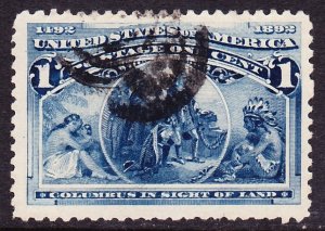 Scott 230, VF+ Jumbo Used, 1c Columbian, Light Corner Crease, SPs