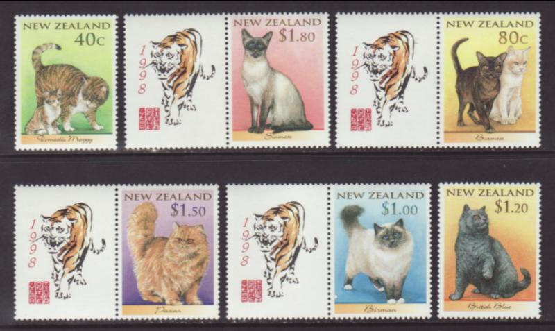 New Zealand 1484-1489 Cats MNH VF