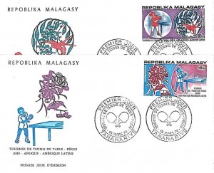 13257 - MADAGASCAR - POSTAL HISTORY: 2 FDC COVER 1974 PING PONG Tennis Table-