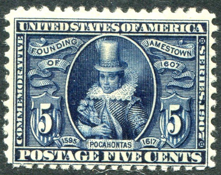 330 3c Pocahontas Mint Hinged  SCV $125