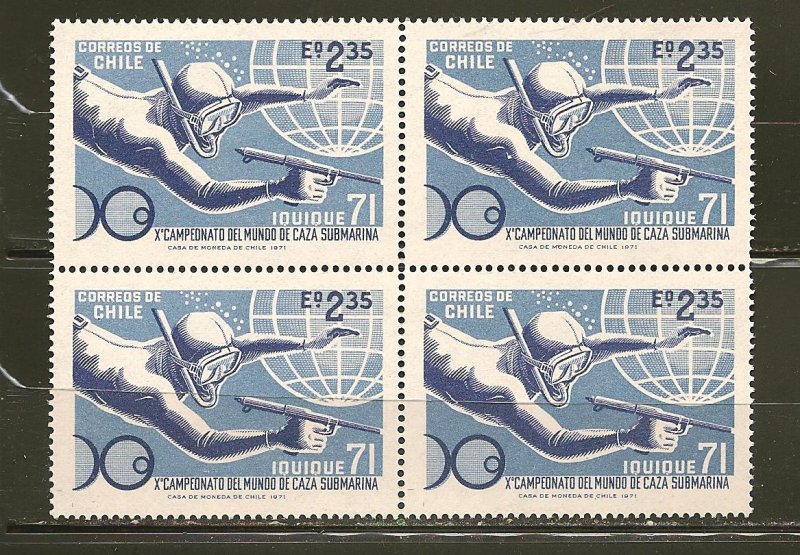 Chile 404 Diver Block of 4 MNH