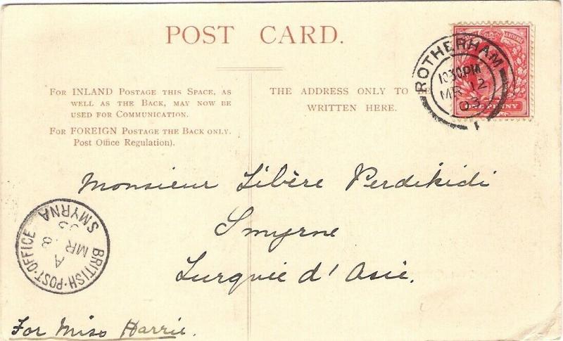 1903-05 Two PPCs - BRITISH POST OFFICE SMYRNA Turkey in Asia - GB Used Abroad