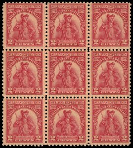 US Sc 657 MNH BLOCK of 9 - 1929 2¢ - Sullivan Expedition