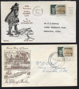 Canada- 379 FOUNDING QUEBEC CITY two diff  FDs cachets