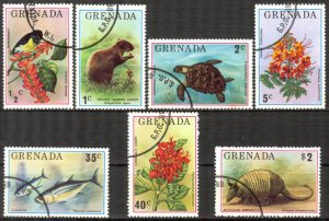 Grenada 1976 Flora Fauna Birds Turtles Fishes Flowers set of 7 Used /CTO