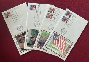 US Flag Over Porch  4 Colorano Silk  FDCs a Real Treasure