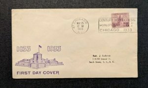 1933 Century of Progress Chicago IL FDC 729 7 Cover South Ozone LI NY