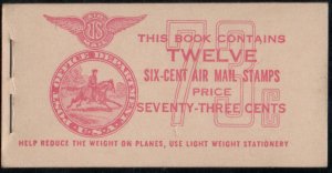 US #C25a COMPLETE BOOK, BKC2, 37c VF mint never hinged,   post office fresh b...
