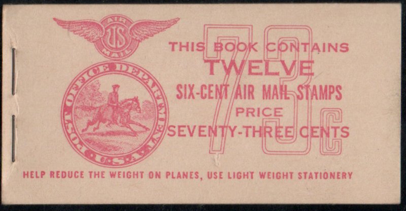 US #C25a COMPLETE BOOK, BKC2, 37c VF mint never hinged,   post office fresh b...
