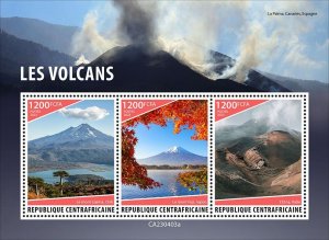 C A R - 2023 - Volcanoes - Perf 3v Sheet  - Mint Never Hinged