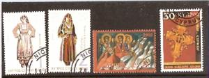 Cyprus 4 Diffrent Stamps Women Costumes Cross ++12655