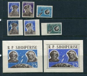 Albania 1963 Sc 654-7 note Perf+Imperf sets+2 Souvenir Sheets  Space MNH 6576