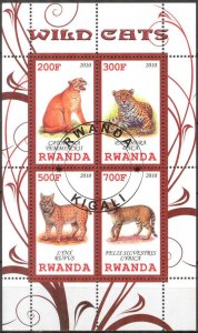 {g1232} Rwanda 2010 Wild Cats sheet Used / CTO Cinderella