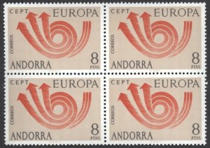 Andorra, Spanish Sc# 76 MNH Block/4 1973 Europa