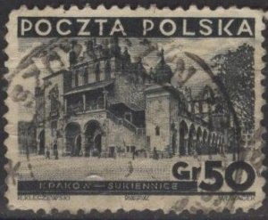 Poland 301 (used) 50g Cloth Hall, Kraków, black (1936)