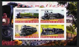 Burundi 2011 Steam Locomotives #1 imperf sheetlet contain...